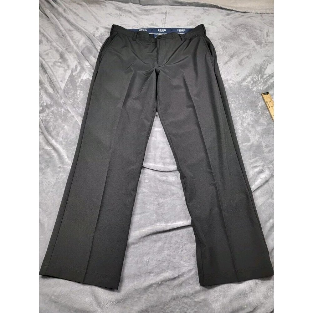IZOD GOLF Pants Mens 36x31 Black Polyester Performance Business Casual Summer